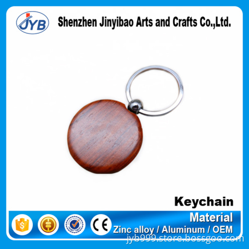 wholesale innovative key ring high end wooden mini round shape keychain